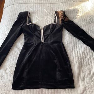 Black CRYSTAL TRIM MINI DRESS
